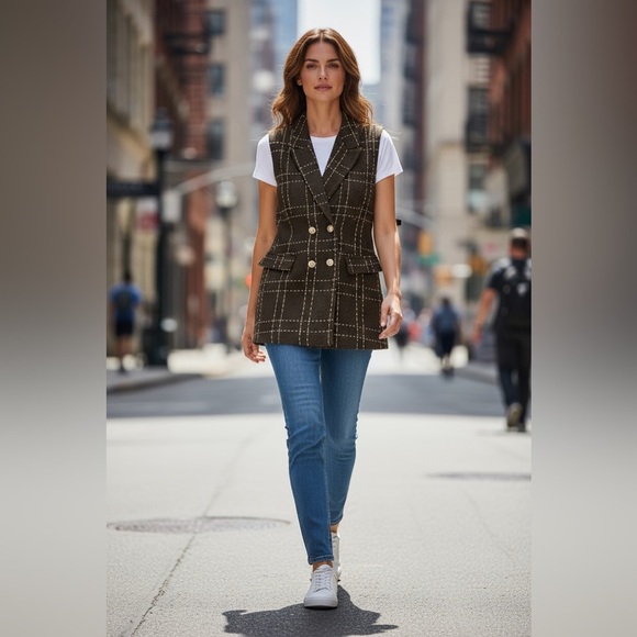 Alice Blue Jackets & Blazers - Alice blue tweed vest with sparkly buttons. NWT​​​​​​​​​​​​​​​​​​​​​​​​​​​​​